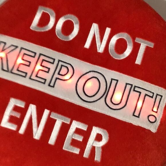 Simple Home NWT - Light Up Pillow 14” dia - do not enter  KEEP OUT - sof… - Picture 3 of 9